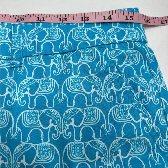 Crown & Ivy Turquoise Blue White Elephant Chino Shorts w Pockets Size 4 - Picture 8 of 8